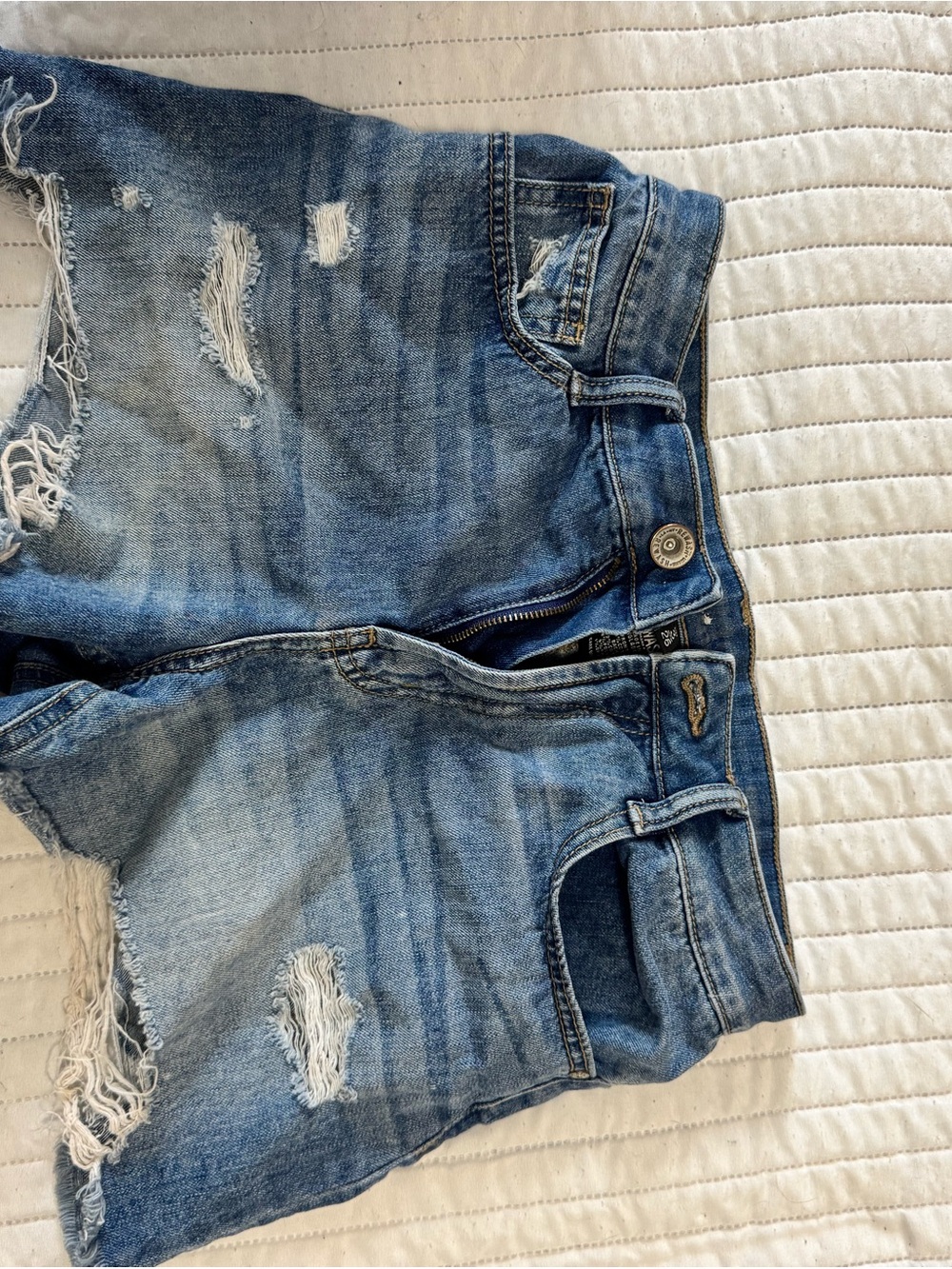 Distressed Blue Denim Shorts